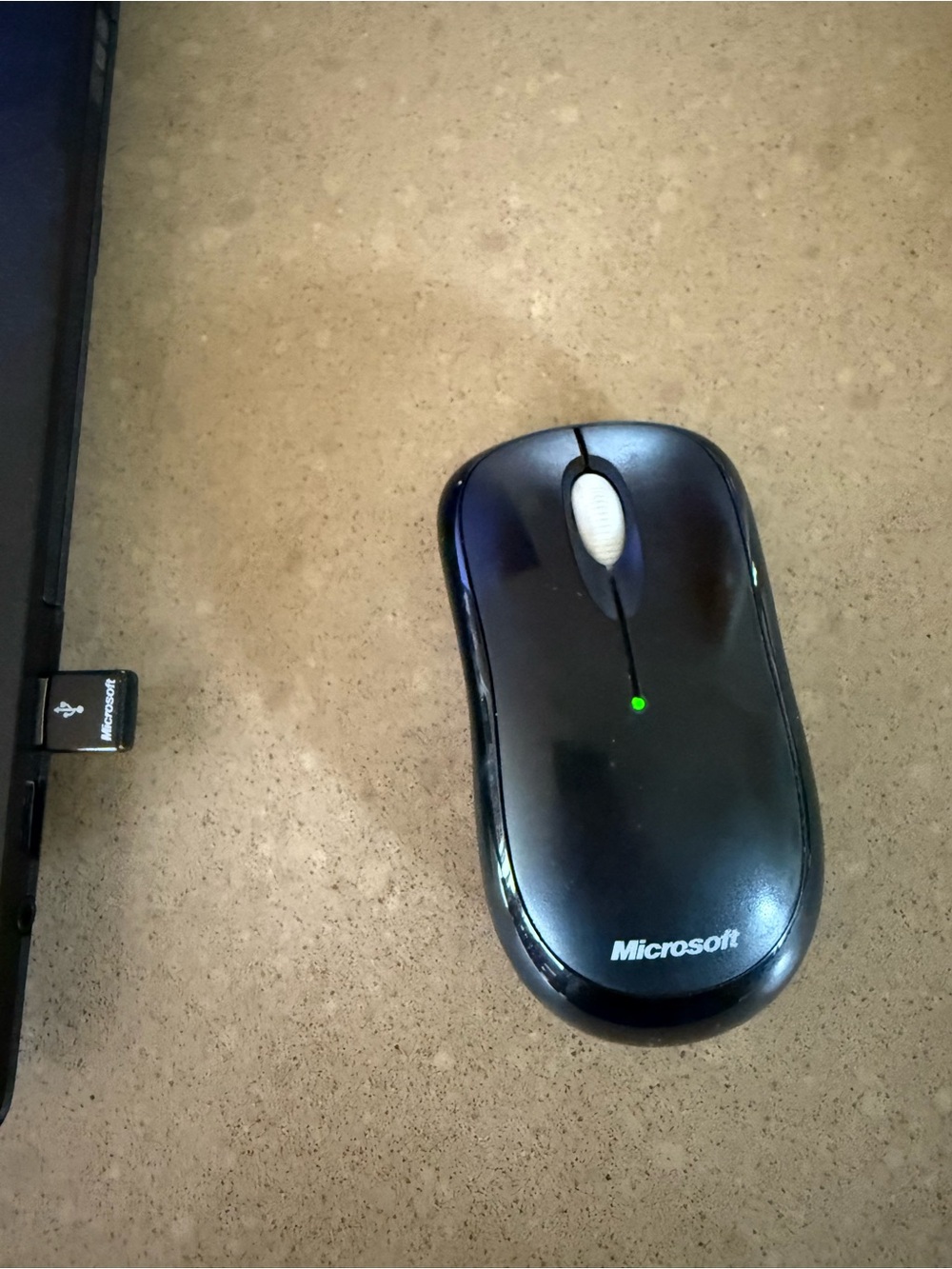 Microsoft Black Wireless Mouse 1000 with White Scroll Wheel